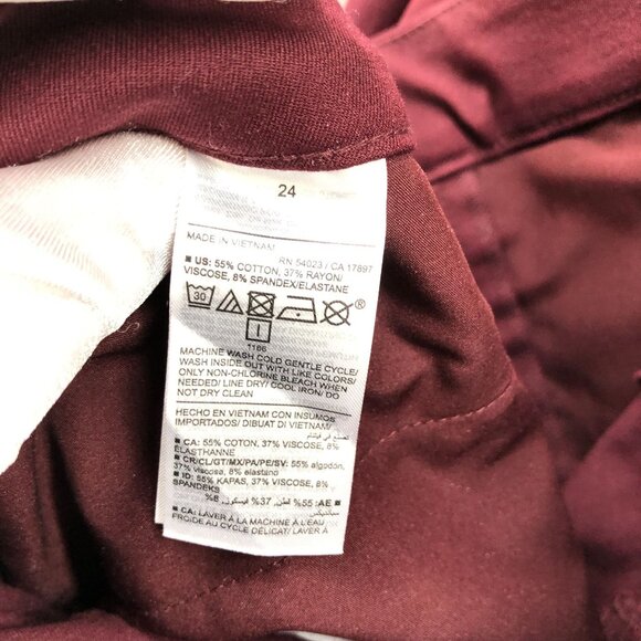 Old Navy High Rise Pixie Ankle Pants Womens Plus Size 24 Raisin Red Burgundy - Picture 9 of 10